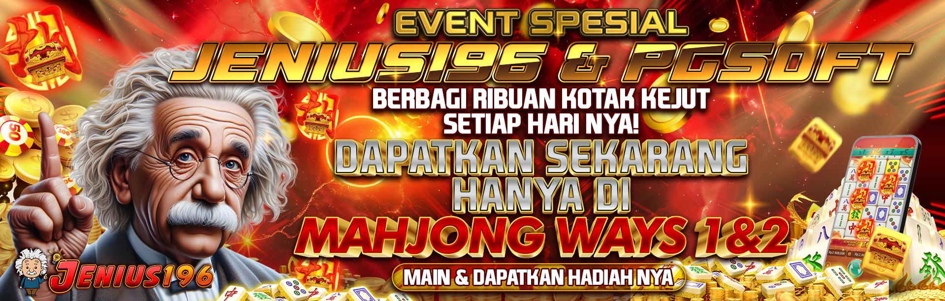 SPECIAL EVENT KERJASAMA JENIUS196 & PG SOFT DAPATKAN RIBUAN KOTAK KEJUTAN SETIAP HARINYA DI MAHJONG1