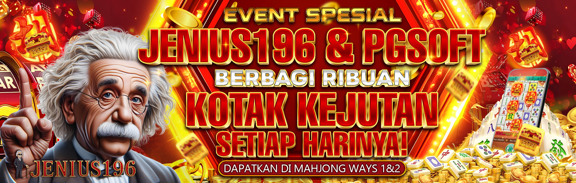 SPECIAL EVENT KERJASAMA JENIUS196 & PG SOFT DAPATKAN RIBUAN KOTAK KEJUTAN SETIAP HARINYA DI MAHJONG1