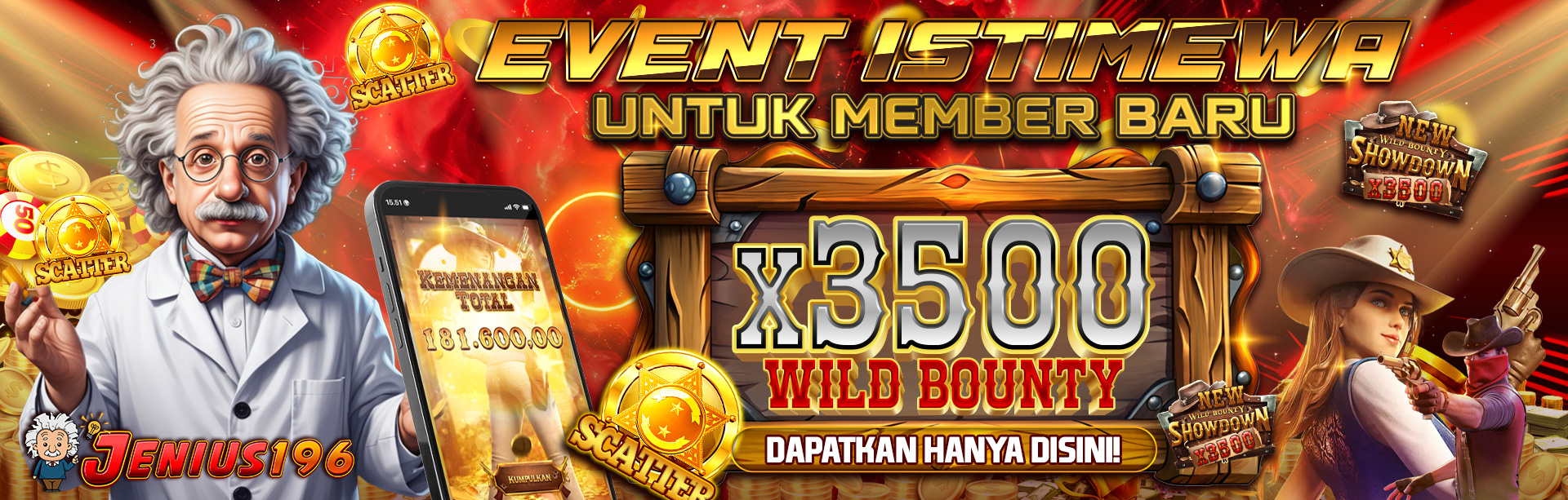 SPESIAL EVENT NEW WILD BOUNTY SHOWDOWN PERKALIAN X3500 PERKALIAN TUNGGAL KERJASAMA JENIUS196 & PG SO