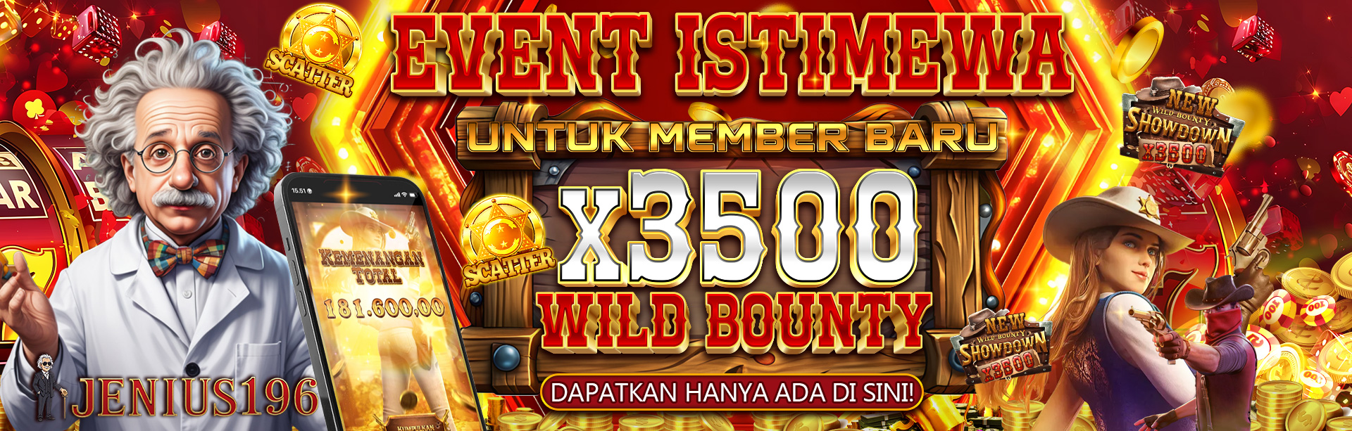 SPESIAL EVENT NEW WILD BOUNTY SHOWDOWN PERKALIAN X3500 PERKALIAN TUNGGAL KERJASAMA JENIUS196 & PG SO