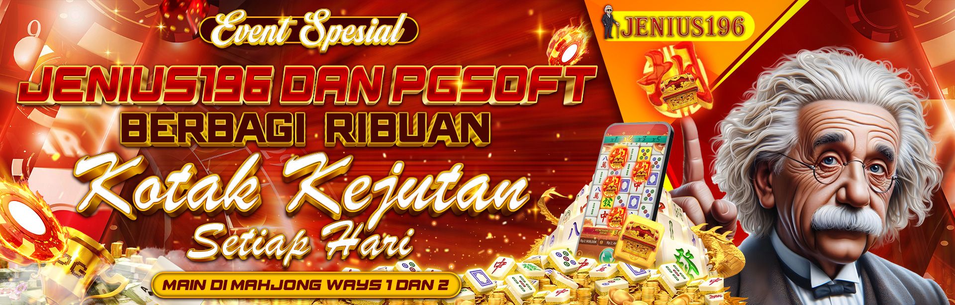 SPECIAL EVENT KERJASAMA JENIUS196 & PG SOFT DAPATKAN RIBUAN KOTAK KEJUTAN SETIAP HARINYA DI MAHJONG1